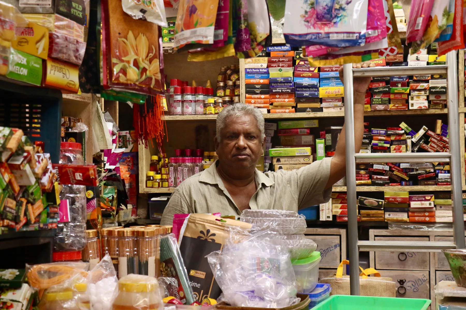 Employee working in an Indian retail store